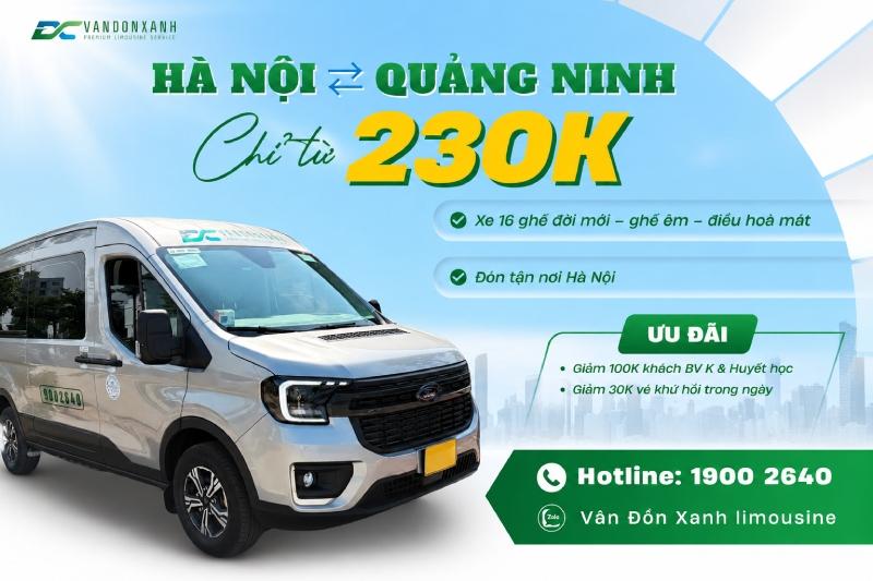Xe Hà Nội - Quảng Ninh xe 16 ghế đời mới giá vé chỉ 230k/ lượt